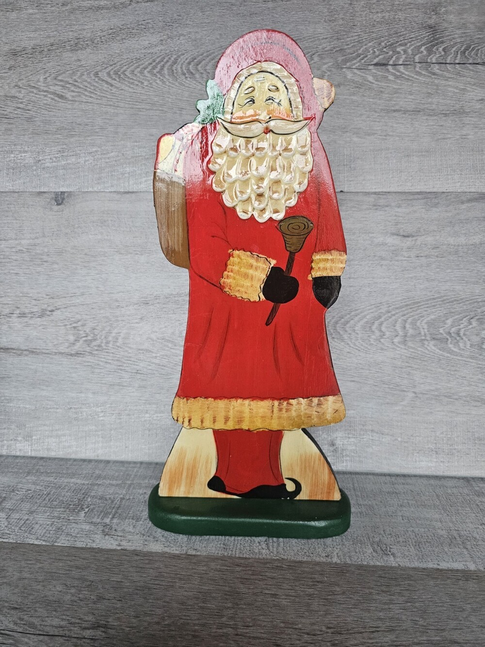 Vtg Folk Art Santa Wood Figure Old World Father Christmas Saint Nick 13"